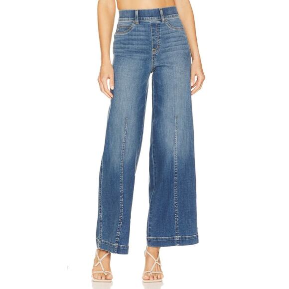 SPANX Denim - Spanx Wide Leg Cotton Blend Jeans Large